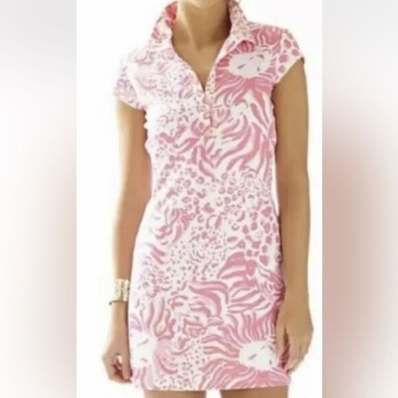 Lilly Pulitzer Rayna Get Spotted Pink Lion Pink Cut Out Back Dress Size XS - Picture 1 of 11